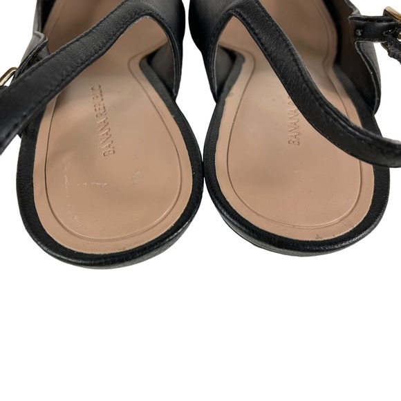 Banana Republic Slingback Black Soft Leather Strap 2.75” Heels Textured Size 9.5 - Picture 6 of 16